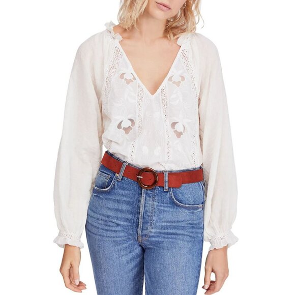 Free People Sivan Embroidered Top Ivory Size XS - Picture 1 of 8